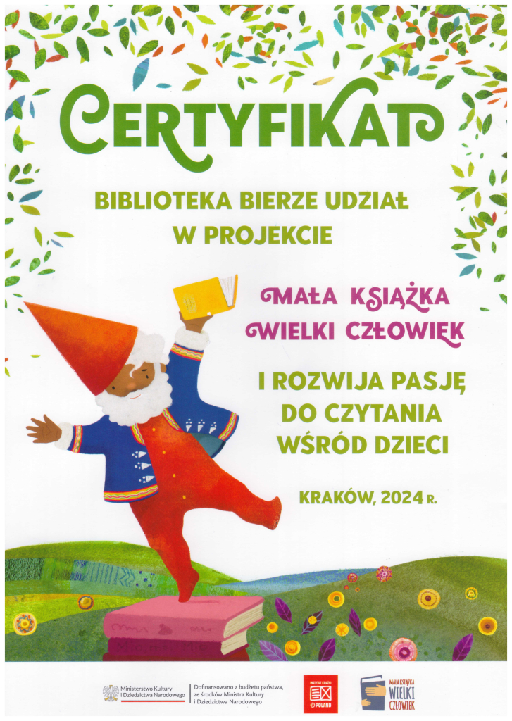 Certyfikat dla Biblioteki